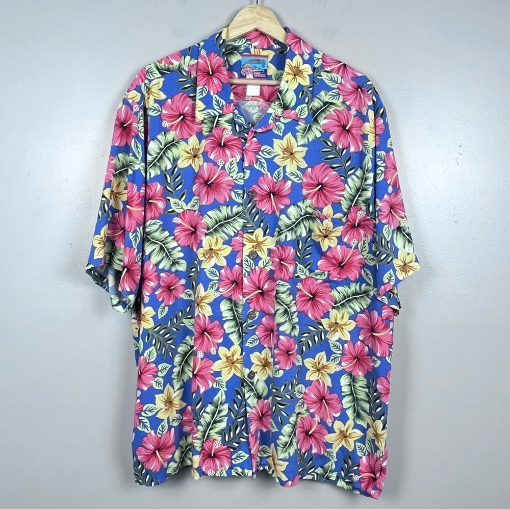 Reyn Spooner Joe Kealoha Men's Tropical Hibiscus Print Hawaiian Shirt Size XXL